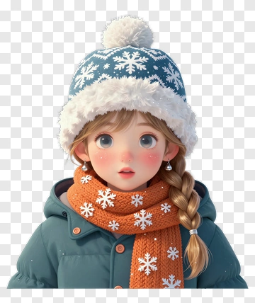 Child Wearing Winter Hat And Scarf PNG