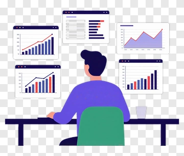 Person Analyzing Data Charts PNG