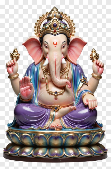Ganesha Statue With Lotus Base PNG
