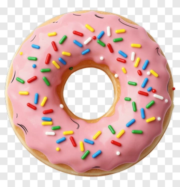 Pink Frosted Donut With Sprinkles PNG