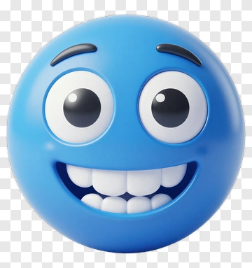 Blue Emoji With Big Smile PNG