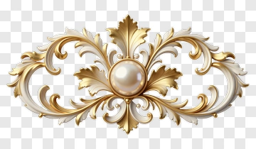 Gold And White Ornament With Pearl Center PNG