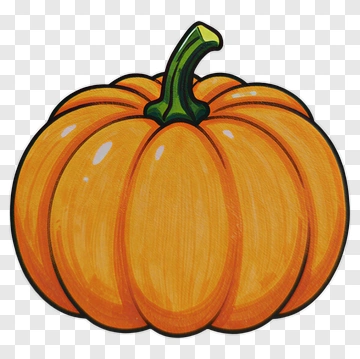 Orange Pumpkin With Green Stem PNG