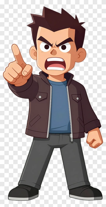 Angry Cartoon Man Pointing Finger PNG