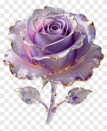 Purple Rose With Gold Trim PNG