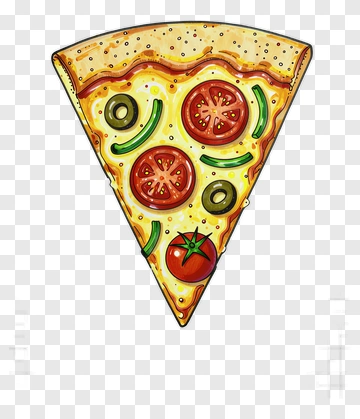 Hand Drawn Pizza Slice With Tomatoes And Olives PNG