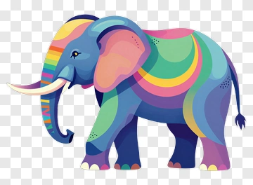 Colorful Cartoon Elephant PNG