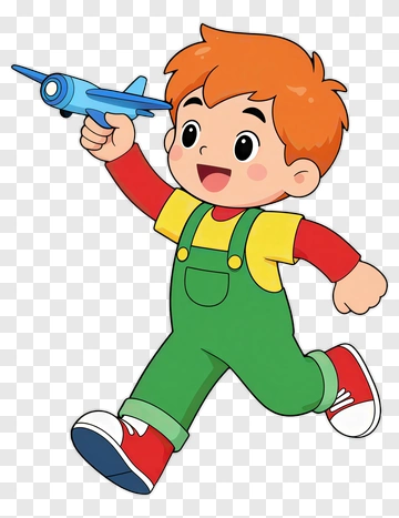 Boy Holding Toy Airplane PNG
