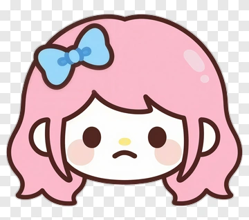 Cartoon Girl With Pink Hair And Blue Bow PNG