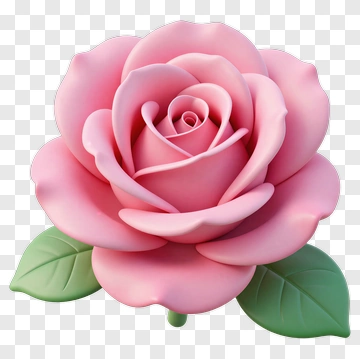 Pink Rose With Green Leaves PNG
