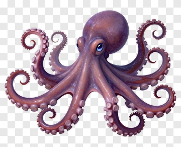 Purple Octopus With Blue Eyes PNG