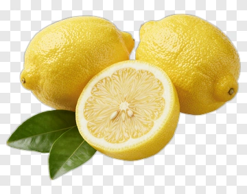 Fresh Lemons With Leaves PNG
