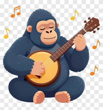 Gorilla Playing Banjo PNG