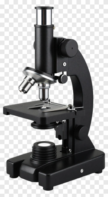 Black Microscope With Metallic Accents PNG