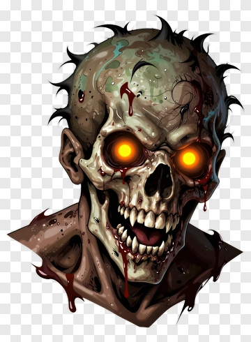 Zombie Skull With Glowing Eyes PNG