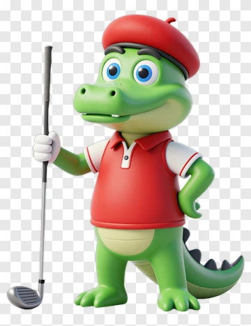 Cartoon Crocodile Golfer PNG