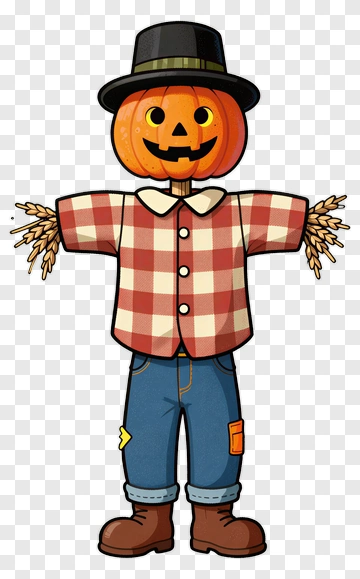 Scarecrow With Pumpkin Head PNG