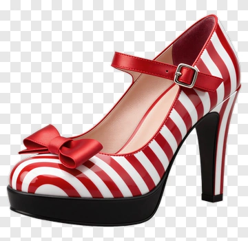 Red White Striped High Heel Shoe PNG