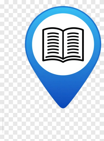 Blue Map Pin With Open Book Icon PNG