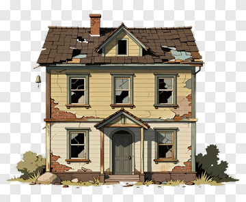 Abandoned House With Broken Windows PNG