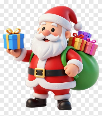 Santa Claus Holding A Gift PNG