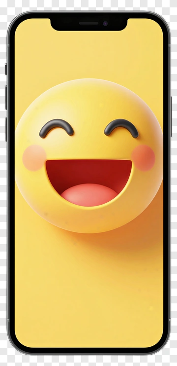 Smiling Emoji On Smartphone Screen PNG