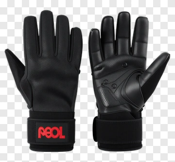 Black Protective Gloves With Red Logo PNG