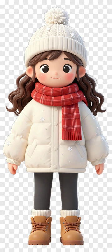 Cute Girl In Winter Outfit PNG