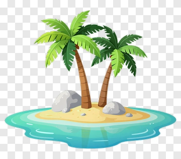 Tropical Island With Palm Trees PNG