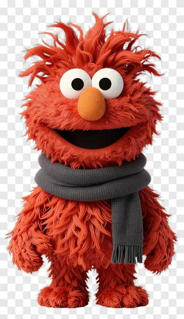 Elmo With Gray Scarf PNG