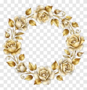 Golden Rose Wreath Design PNG