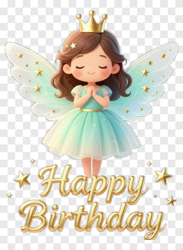 Birthday Fairy With Crown And Wings PNG
