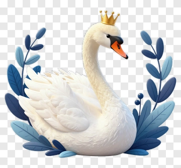 Regal Swan With Crown PNG