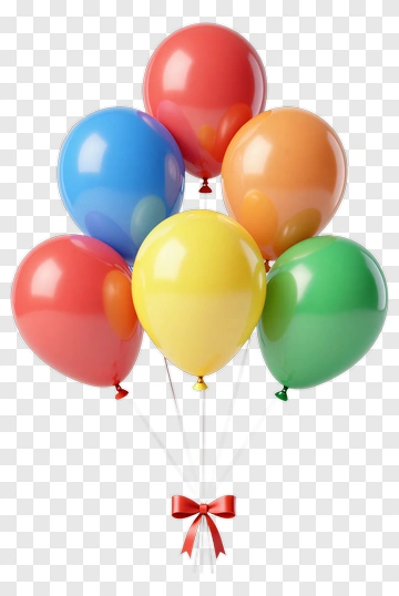 Colorful Balloons With Ribbon PNG