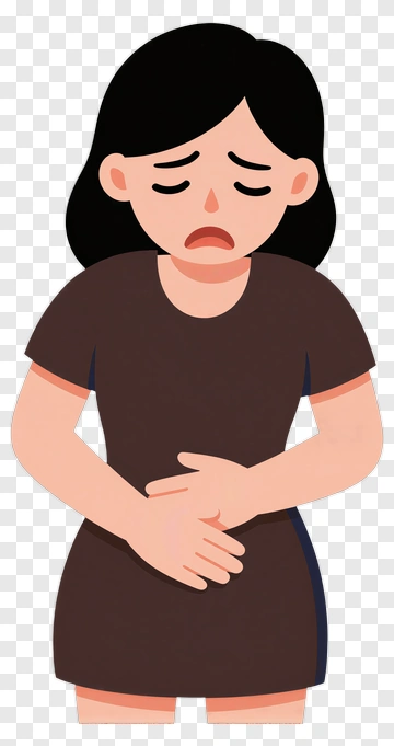 Woman Holding Stomach In Pain PNG