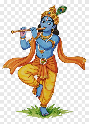 Blue-skinned Krishna Playing Flute PNG