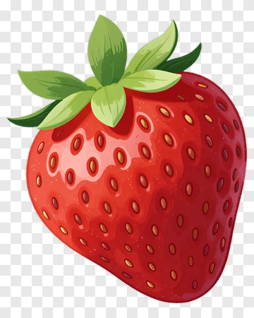 Red Strawberry With Green Leaf PNG