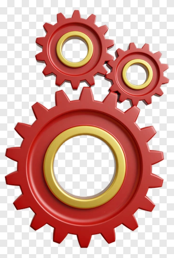 Red Gear With Yellow Center PNG