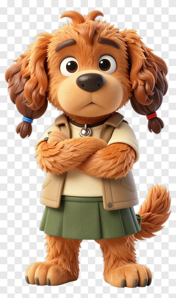 Serious Girl Dog Character PNG