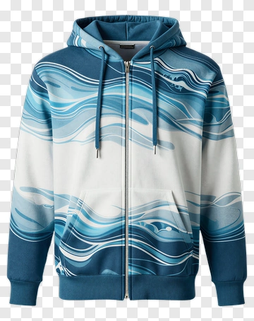 Blue And White Wavy Pattern Hoodie PNG