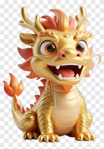 Golden Cartoon Dragon PNG