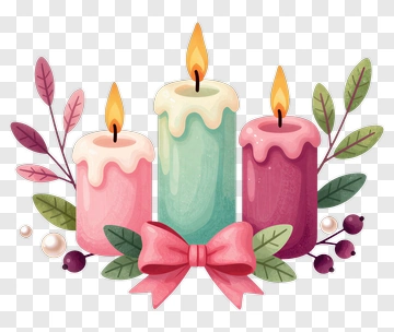 Three Candles With Pink Bow PNG
