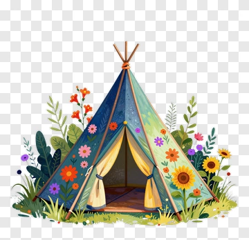 Colorful Teepee With Flowers PNG