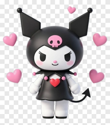 Kuromi With Devil Horns And Hearts PNG