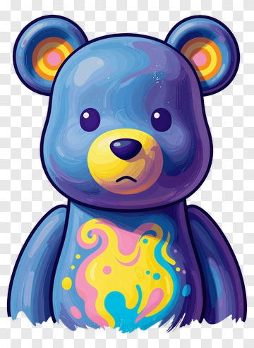 Blue Bear With Rainbow Ears PNG