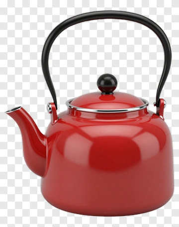 Red Teapot With Black Handle PNG