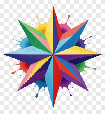 Colorful Star With Splash Effects PNG