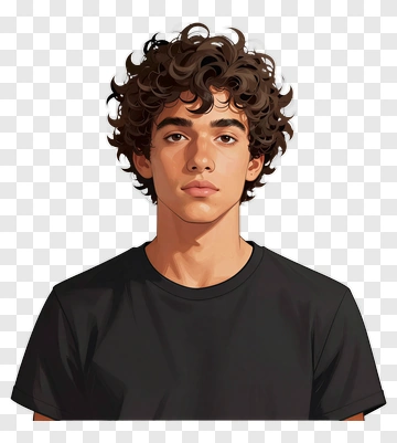 Portrait Of A Young Man With Curly Hair PNG
