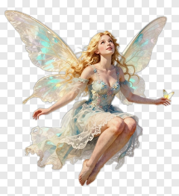 Fairy With Iridescent Wings PNG