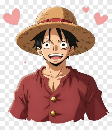 Monkey D. Luffy Smiling With Hearts PNG